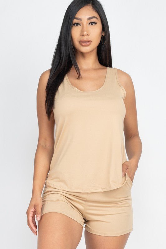 Basic Comfy Tank Top & mini casual Shorts Set - JUST - JEN BOUTIQUE