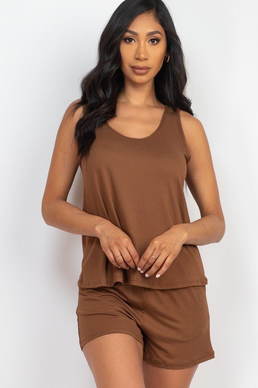 Basic Comfy Tank Top & mini casual Shorts Set - JUST - JEN BOUTIQUE