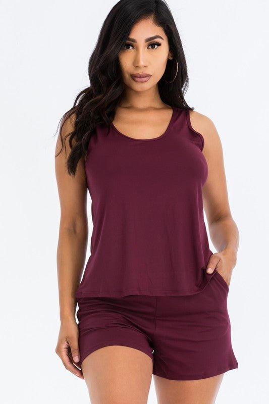 Basic Comfy Tank Top & mini casual Shorts Set - JUST - JEN BOUTIQUE