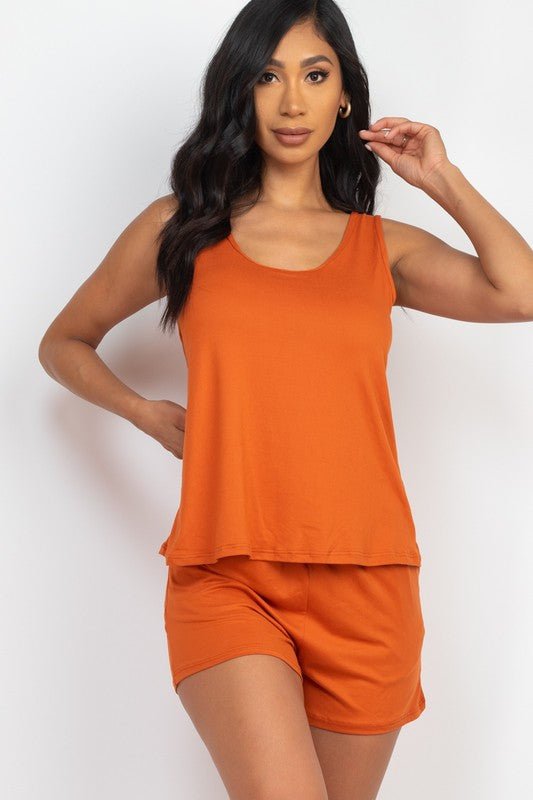 Basic Comfy Tank Top & mini casual Shorts Set - JUST - JEN BOUTIQUE