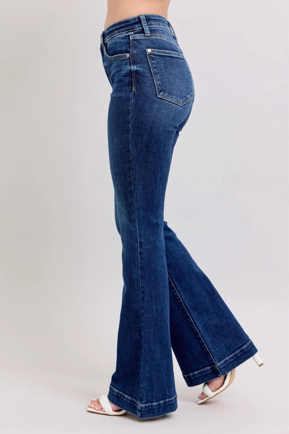 Judy Blue Full Size High Rise Flare Jeans with Pockets Plus Size - JUST - JEN BOUTIQUE