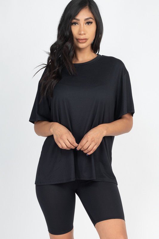 Loose Fit Top oversize shirts & Bike Shorts Set - JUST - JEN BOUTIQUE