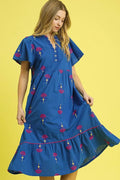 Umgee Embroidered Tiered Midi Dress - JUST - JEN BOUTIQUE