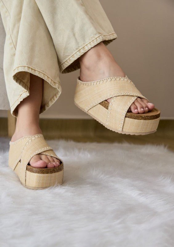 NINA DOUBLE BUCKLE BANDS COMFORTABLE WEDGES - JUST - JEN BOUTIQUE