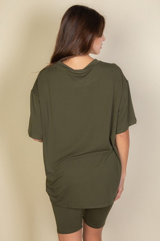 Loose Fit Top oversize shirts & Bike Shorts Set - JUST - JEN BOUTIQUE