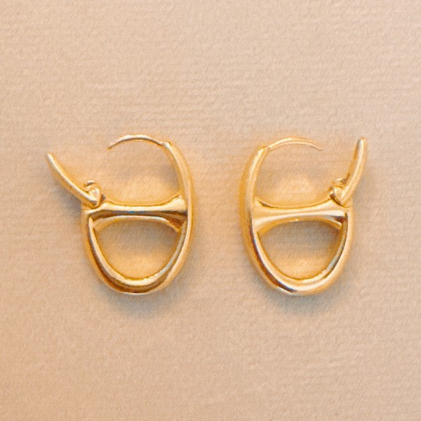 Button Horse Bit Hoop Earrings