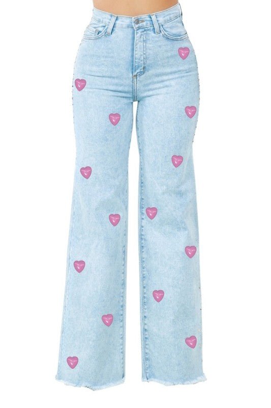 Brooklyn Wide Leg Jean with heart - JUST - JEN BOUTIQUE