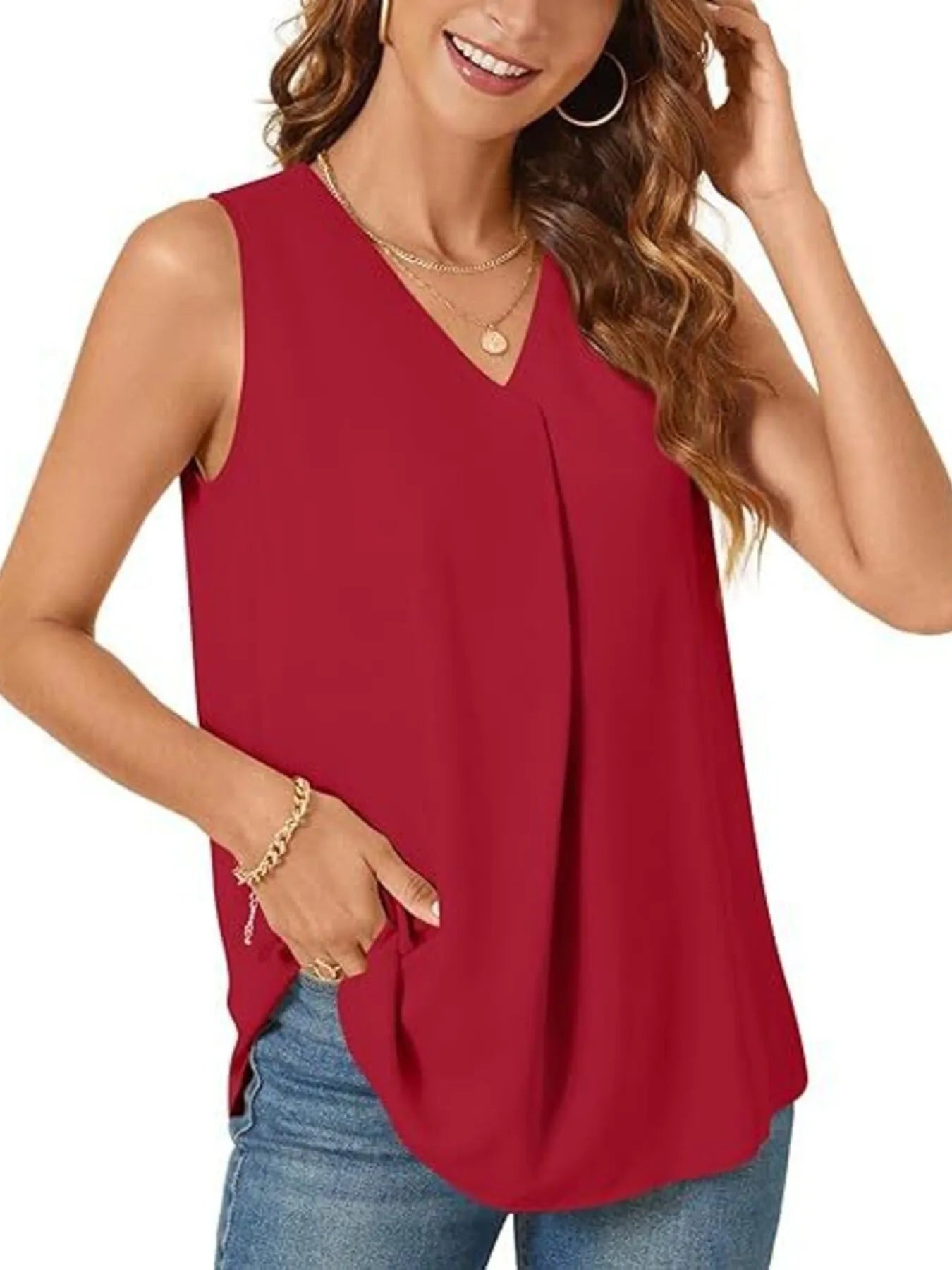 Full Size V - Neck Sleeveless Tank Top Plus Size - JUST - JEN BOUTIQUE