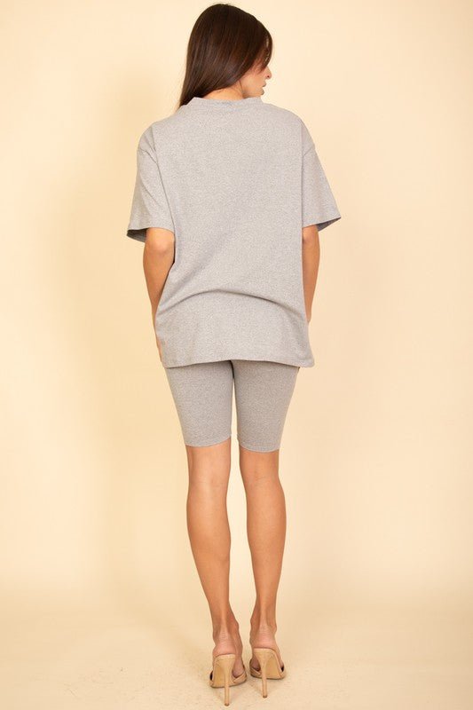 Loose Fit Top oversize shirts & Bike Shorts Set - JUST - JEN BOUTIQUE