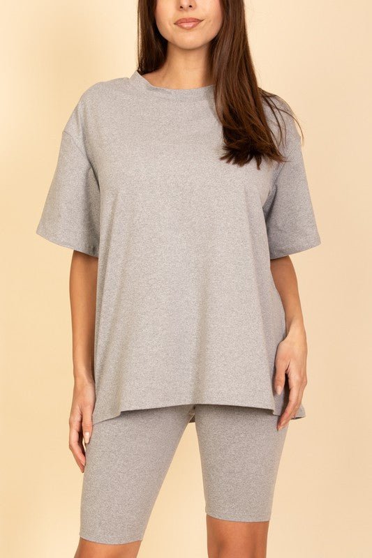 Loose Fit Top oversize shirts & Bike Shorts Set - JUST - JEN BOUTIQUE