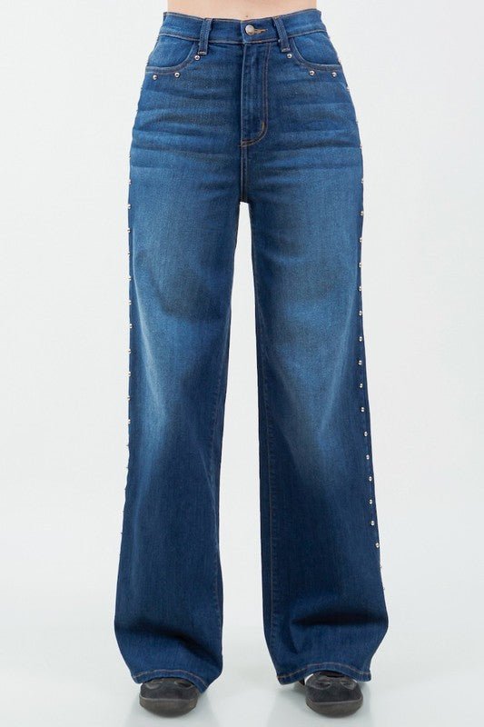 Camila Studded Wide Leg Jean - JUST - JEN BOUTIQUE