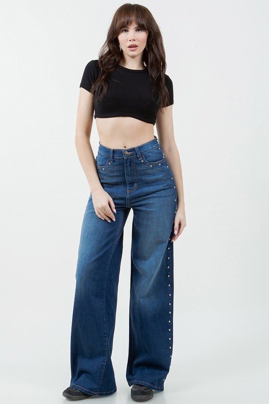Camila Studded Wide Leg Jean - JUST - JEN BOUTIQUE