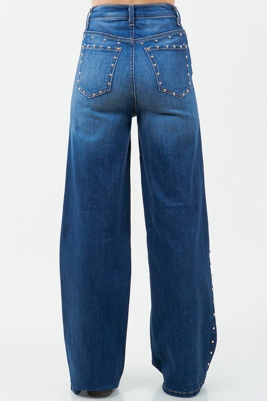 Camila Studded Wide Leg Jean - JUST - JEN BOUTIQUE