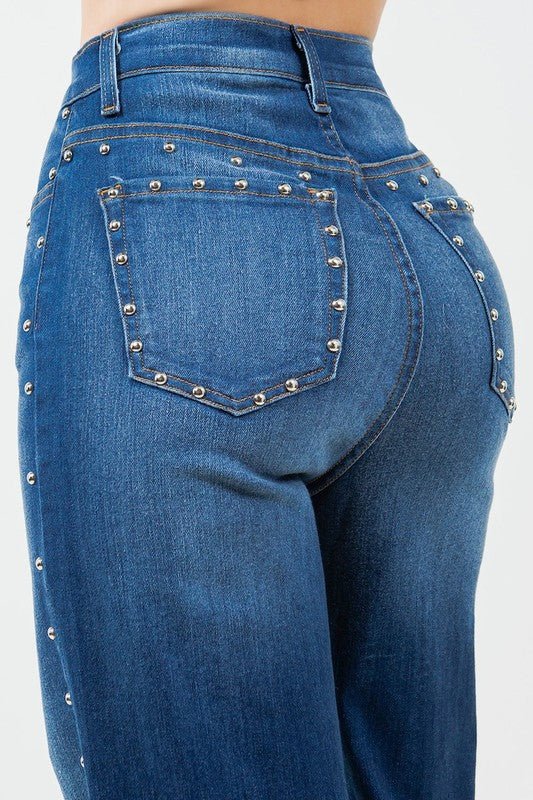 Camila Studded Wide Leg Jean - JUST - JEN BOUTIQUE