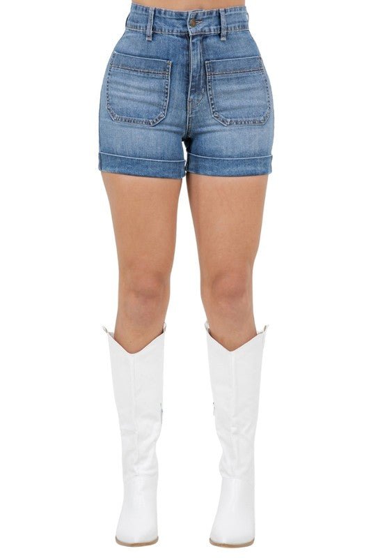 Willow Denim Short in Medium Wash - JUST - JEN BOUTIQUE