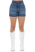 Willow Studded Denim Short in Dark Wash - JUST - JEN BOUTIQUE