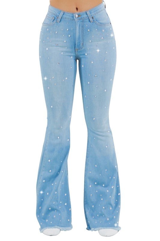 Vegas Glam Bell Bottom Jean in Medium Wash - JUST - JEN BOUTIQUE