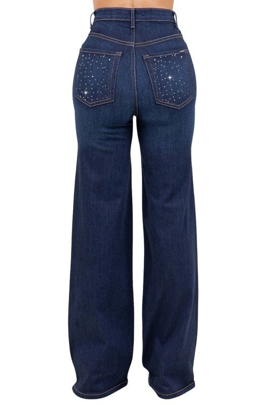 Olivia Rhinestone Wide Leg Jean - JUST - JEN BOUTIQUE