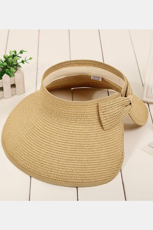 Roll Up Foldable Wide Brim Sun Visor Straw Hat - JUST - JEN BOUTIQUE