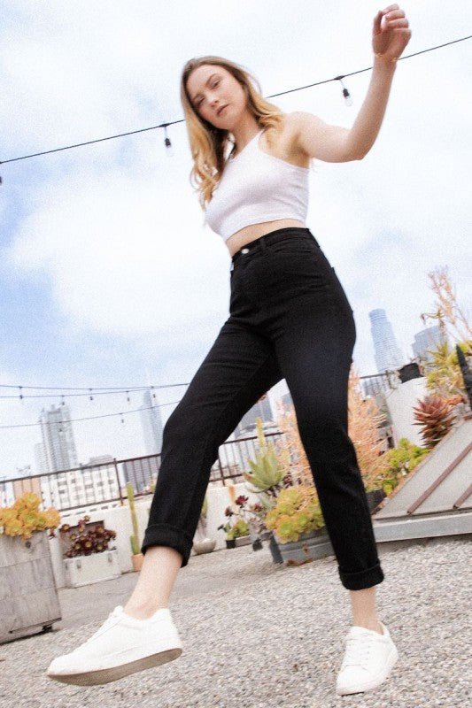 Kristen Mom Jean in Black Denim - JUST - JEN BOUTIQUE