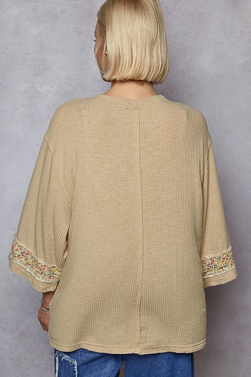 POL Floral Peace Patch Drop Shoulder T-Shirt - JUST - JEN BOUTIQUE