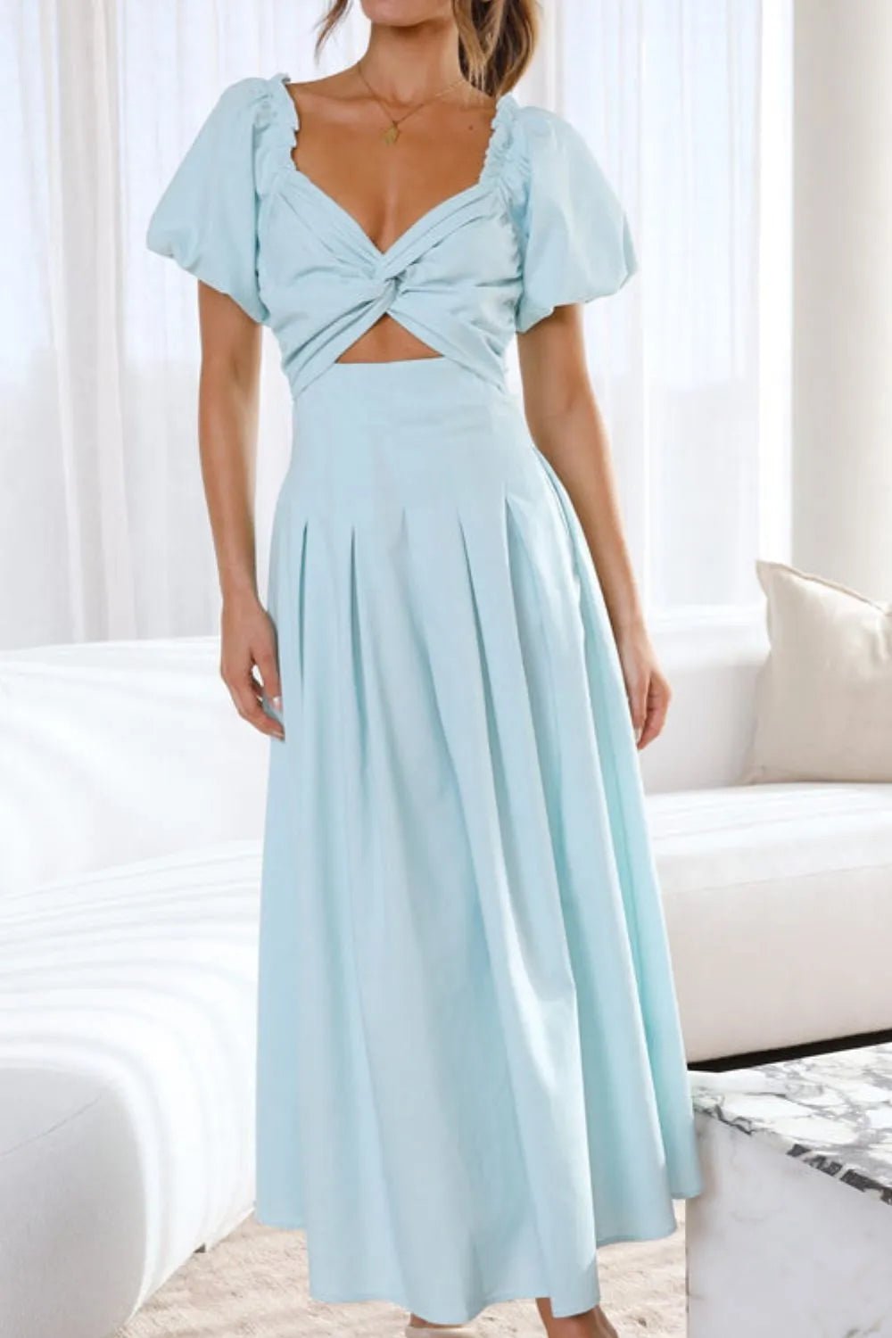 Sweetheart Neck Puff Sleeve Dress - JUST - JEN BOUTIQUE