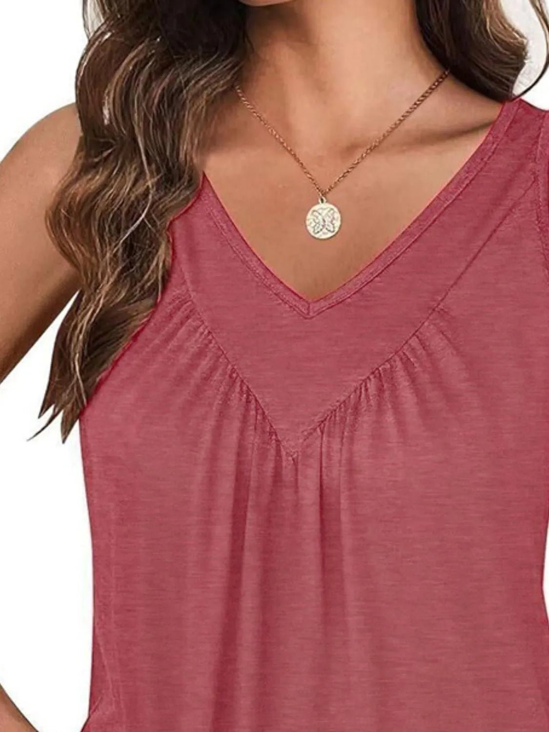 Ruched V - Neck Tank - JUST - JEN BOUTIQUE