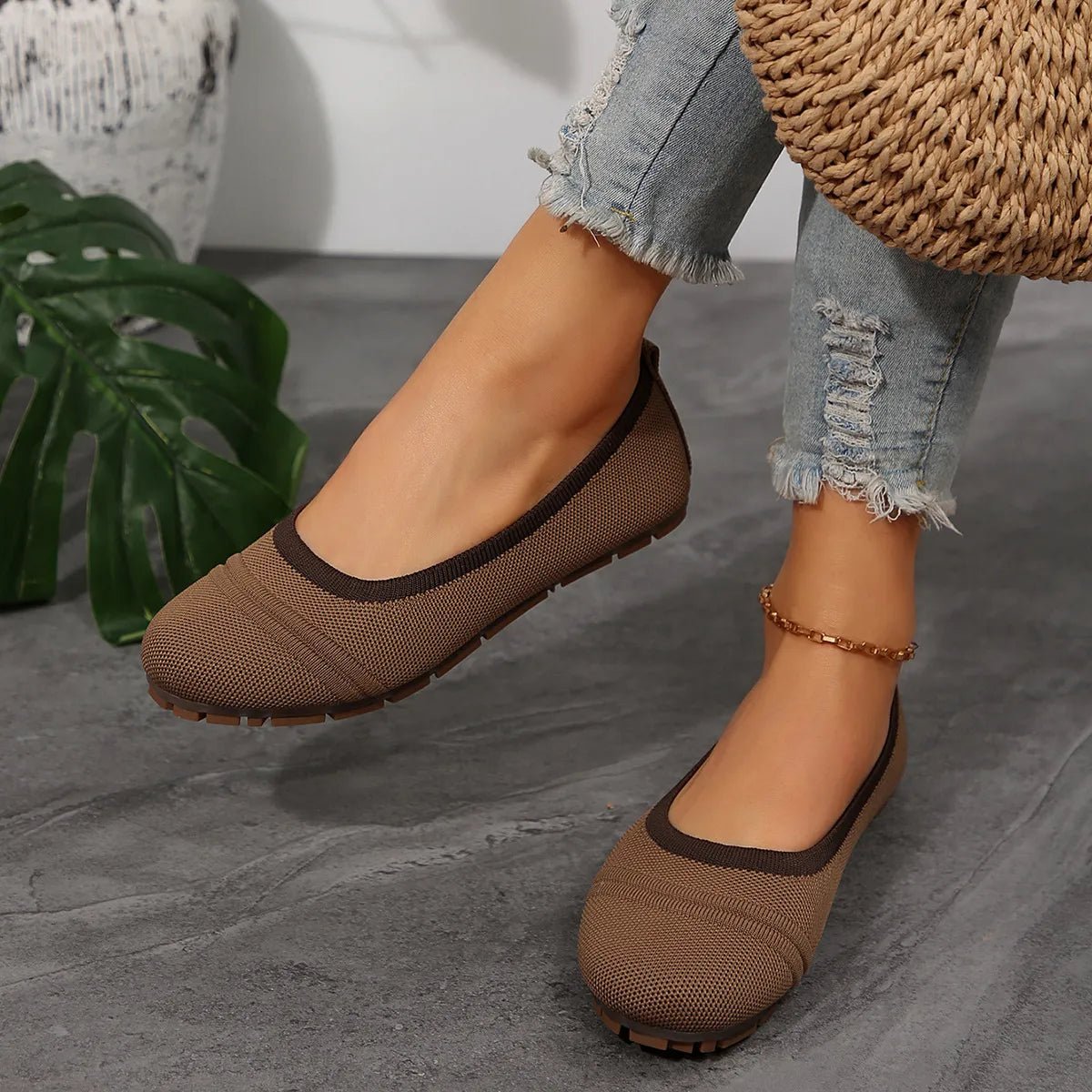 Mesh Round Toe Flat Slip - Ons - JUST - JEN BOUTIQUE