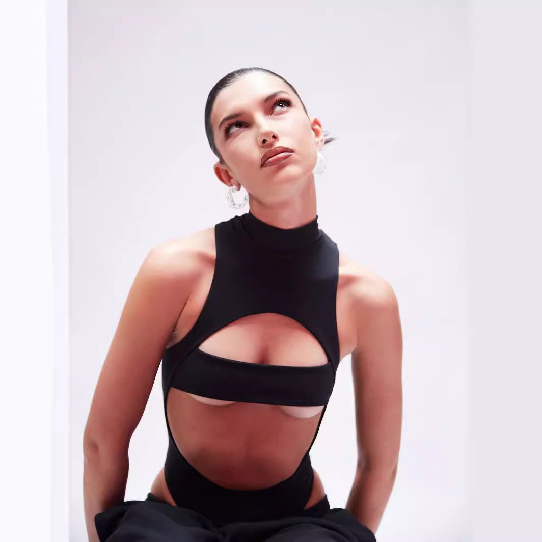European and American fashion trend ins style sexy hollow out navel slimming jumpsuit - JUST - JEN BOUTIQUE
