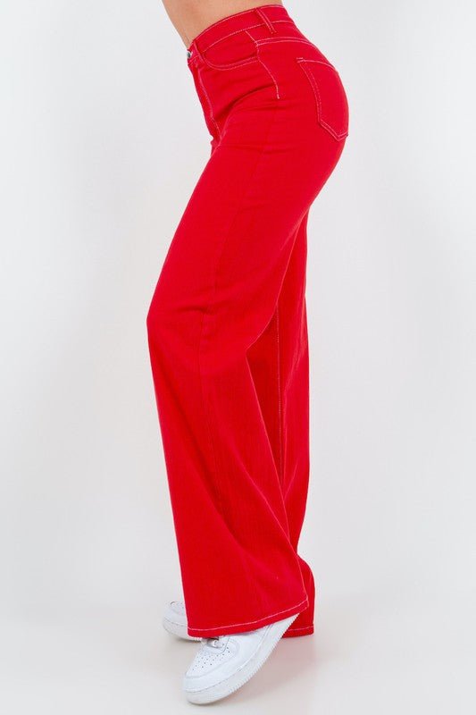 Wide Leg Jean in Red - JUST - JEN BOUTIQUE