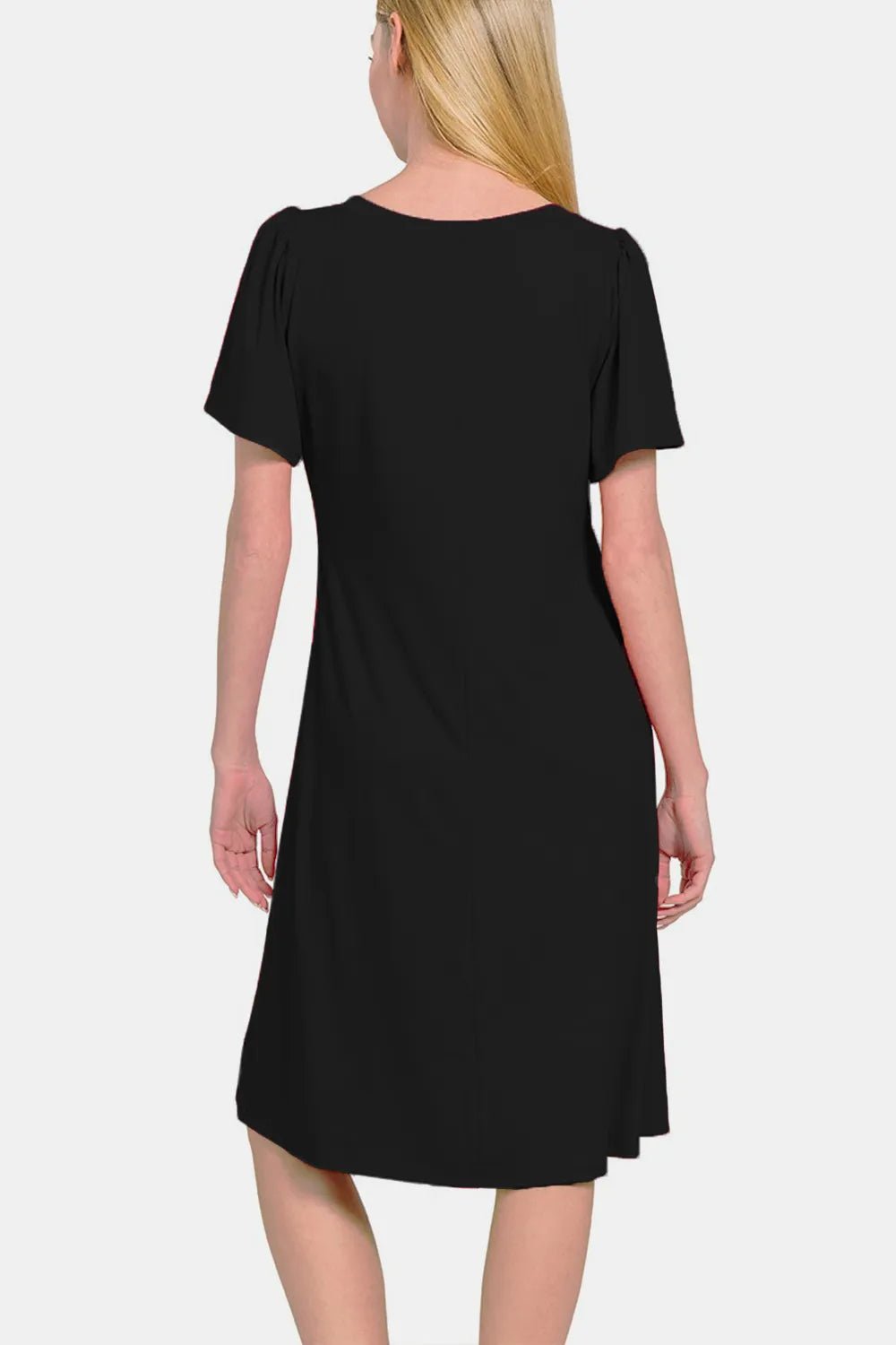 Zenana V - Neck Short Sleeve Dress - JUST - JEN BOUTIQUE
