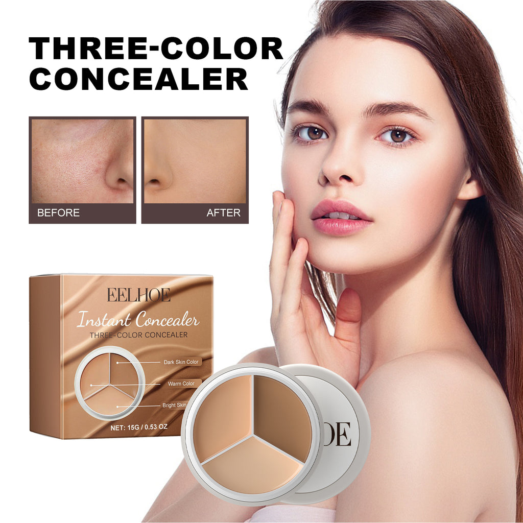 Three-Color Concealer Palette – Covers Wrinkles, Dark Circles & Acne for a Flawless Natural Look
