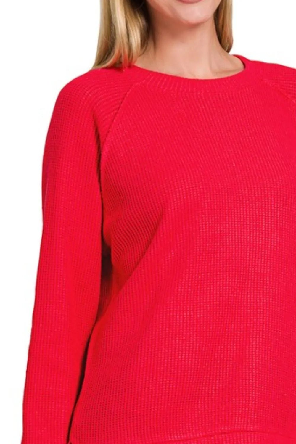 Zenana Round Neck Raglan Long Sleeve Sweater - JUST - JEN BOUTIQUE
