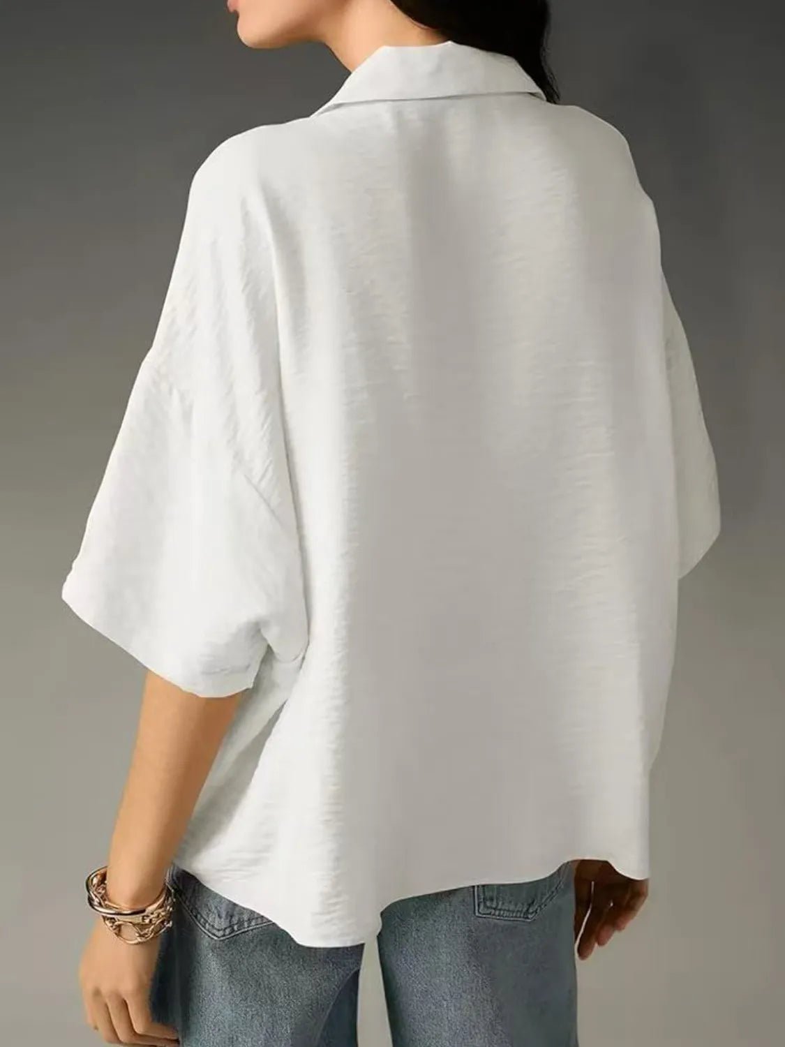 Collared Neck Half Sleeve Blouse - JUST - JEN BOUTIQUE