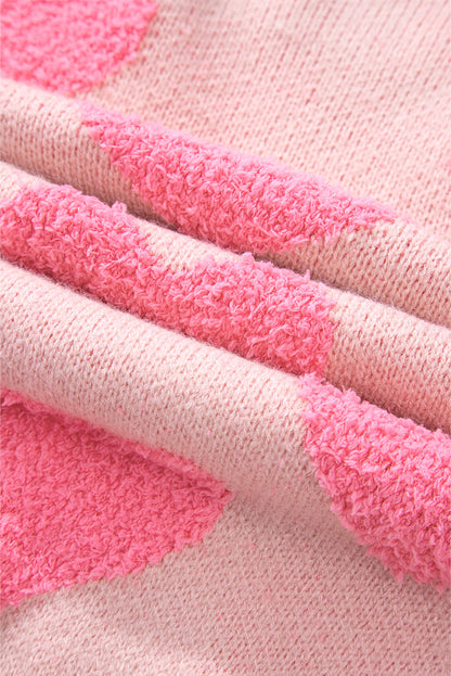 Light Pink Valentine’s Day Heart Jacquard Knit Sweater