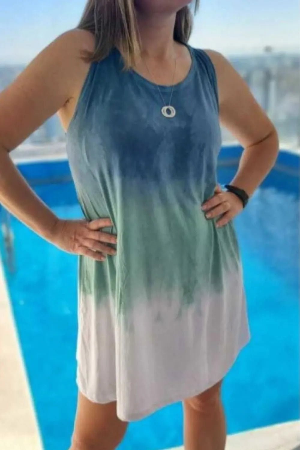 Full Size Tie - Dye Sleeveless Mini Tank Dress Plus Size - JUST - JEN BOUTIQUE