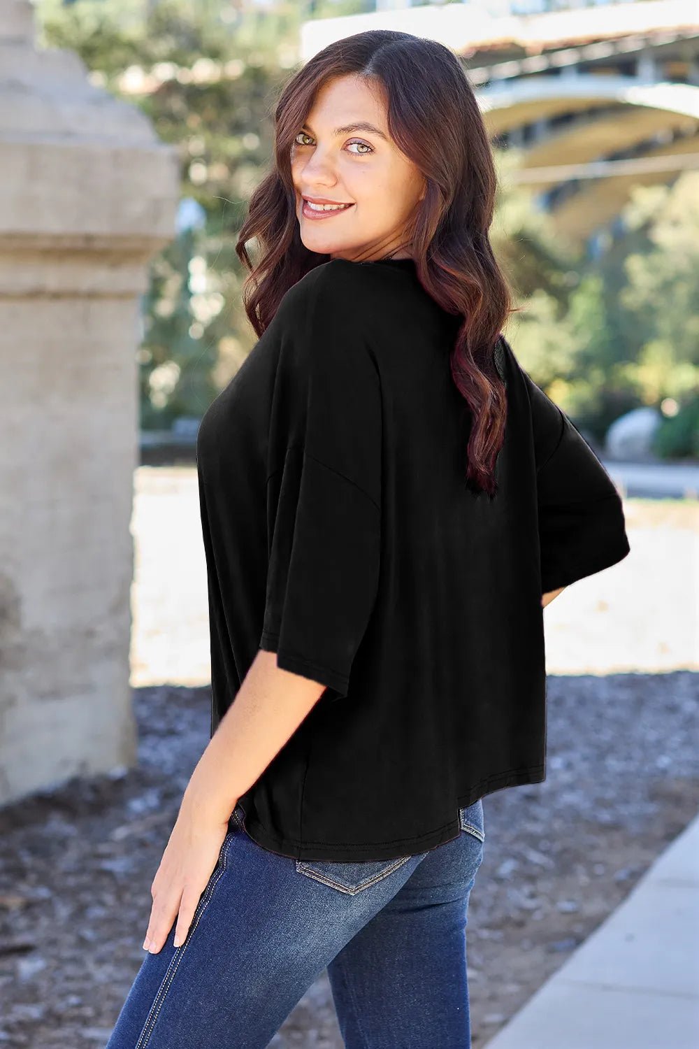 Basic Bae Bamboo Full Size Round Neck Drop Shoulder T-Shirt - JUST - JEN BOUTIQUE