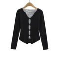 Lace fake two long sleeved loose fit base sweater