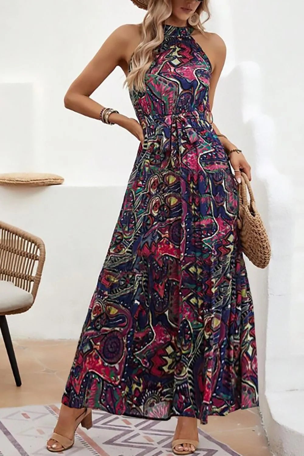 Tied Floral Sleeveless Dress - JUST - JEN BOUTIQUE
