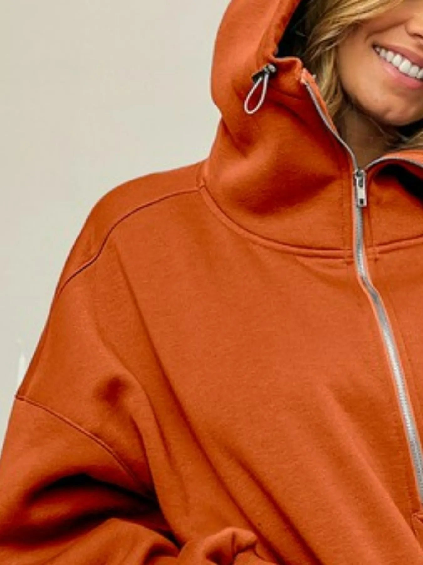 BiBi Half Zip Vintage Washed Fleece Hoodie - JUST - JEN BOUTIQUE