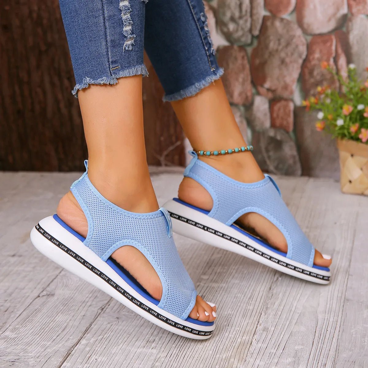 Mesh Open Toe Platform Sandals - JUST - JEN BOUTIQUE