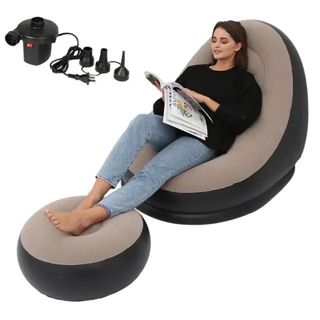 Inflatable Air Mattress Lazy Sofa Deck Chair Comfortable Leg Stool Rest Single Beanbag for home and Outdoor Use - JUST - JEN BOUTIQUE