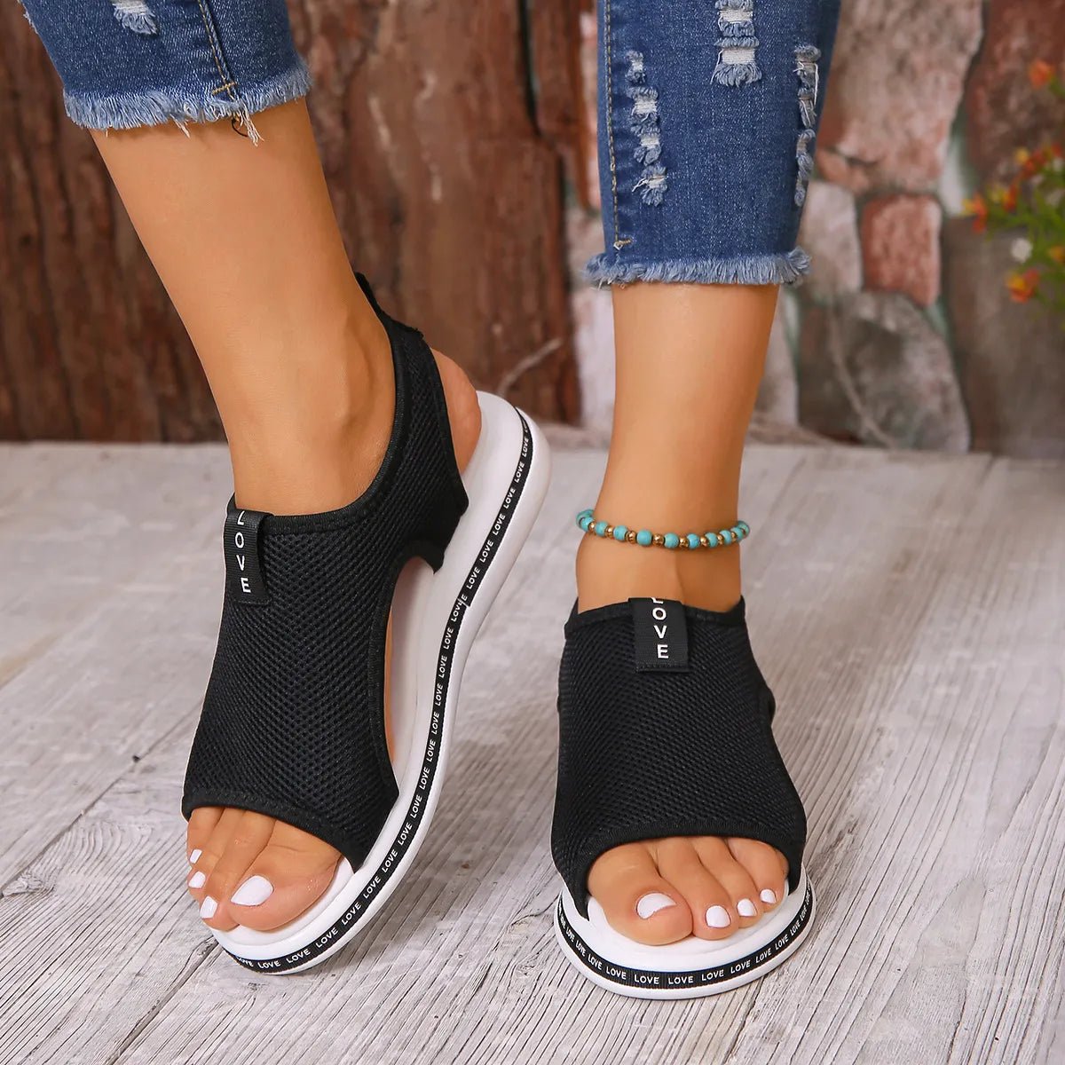 Mesh Open Toe Platform Sandals - JUST - JEN BOUTIQUE