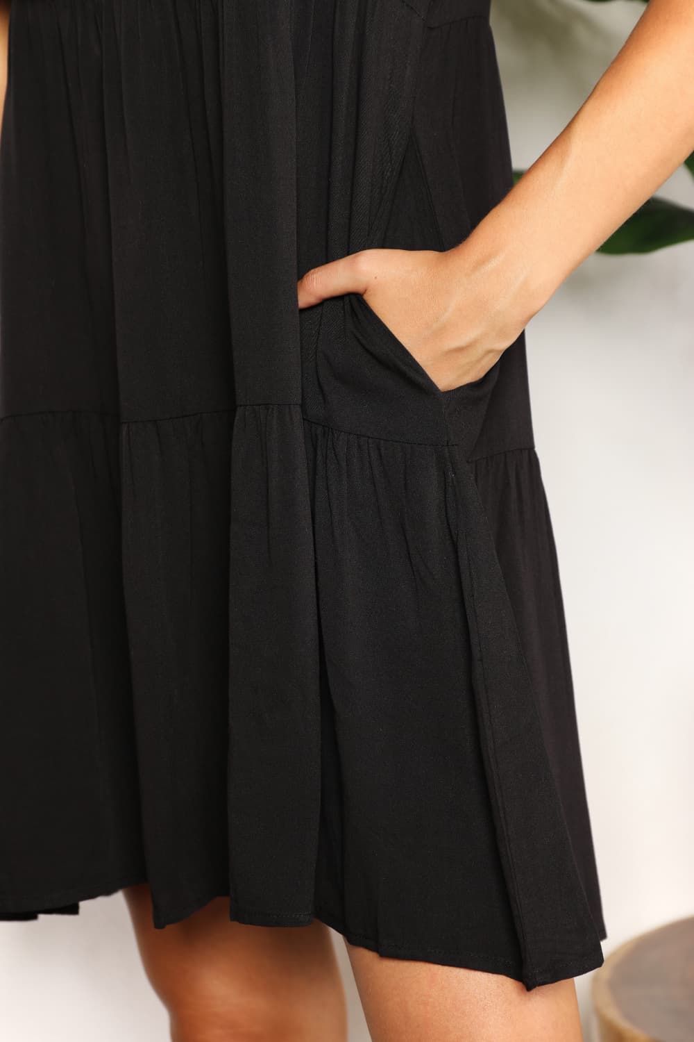 Mandy V - Neck Flounce Sleeve Tiered Dress - JUST - JEN BOUTIQUE