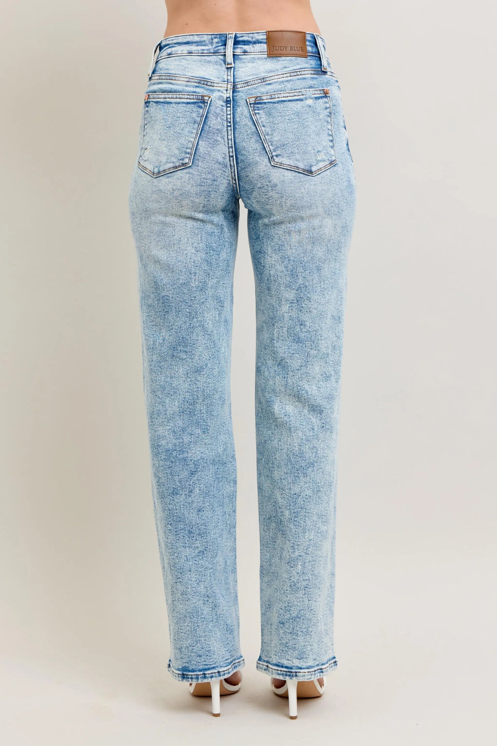 Judy Blue Full Size Hw Mineral Wash Destroy 90's Straight Jeans Plus Size - JUST - JEN BOUTIQUE