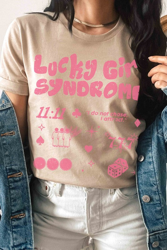 PLUS SIZE - LUCKY GIRL SYNDROME Graphic T-Shirt