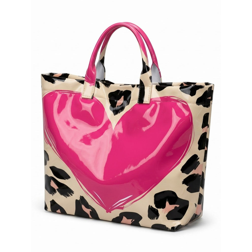 Heart Leopard Print Stylish Tote Bag