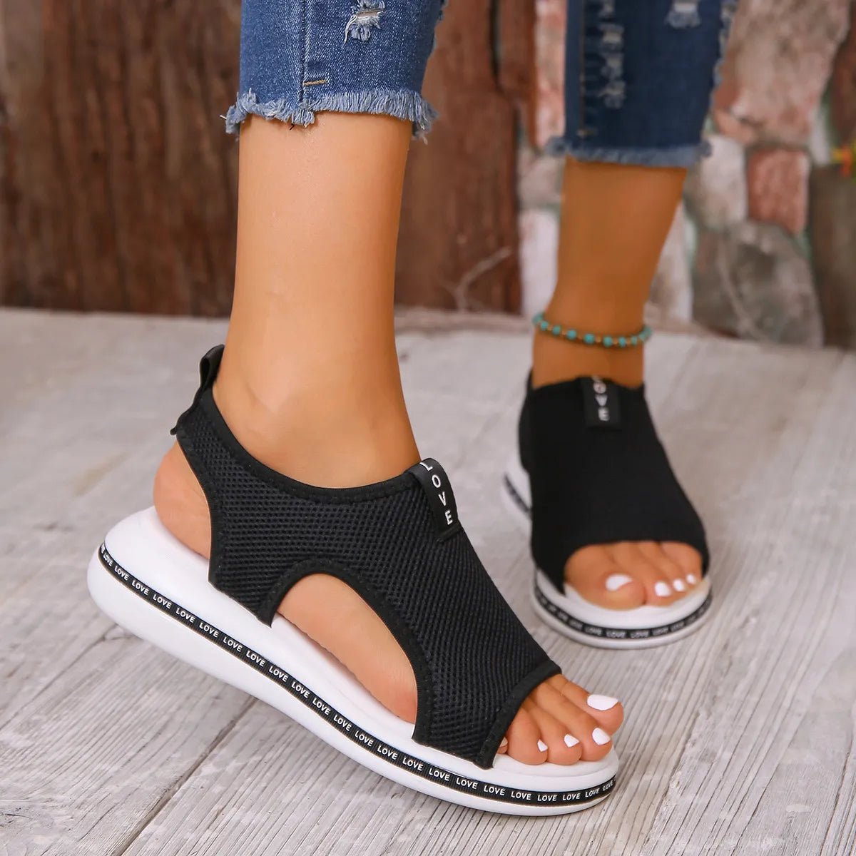 Mesh Open Toe Platform Sandals - JUST - JEN BOUTIQUE