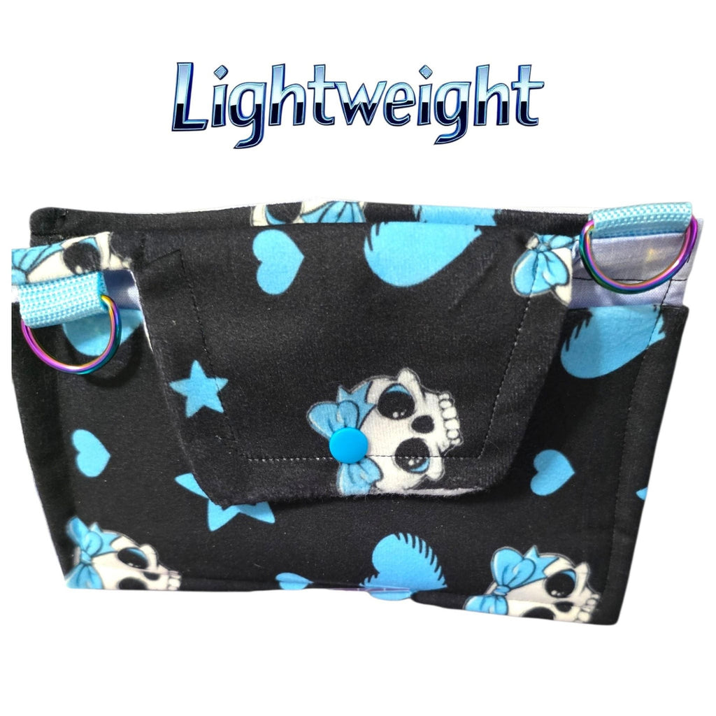 Gothic Skull Cell Phone Crossbody Bag W/3 Compartments Black & Blue