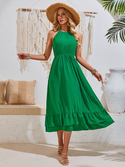 Ruffled Round Neck Sleeveless Dress